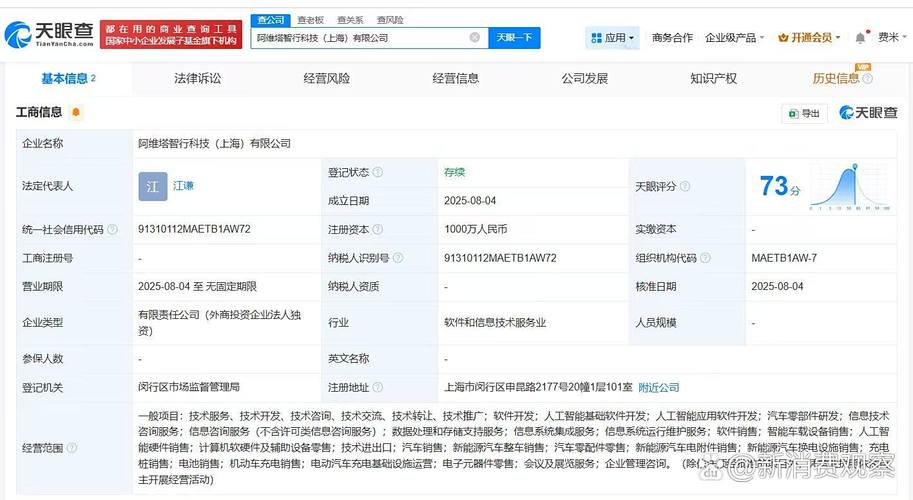 阿维塔深化上海布局，千万元注册智行科技公司，加码AI软件研发